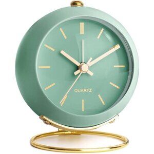 Battery Operated Desk Alarm Clocks with Light,Retro Silent No Ticking